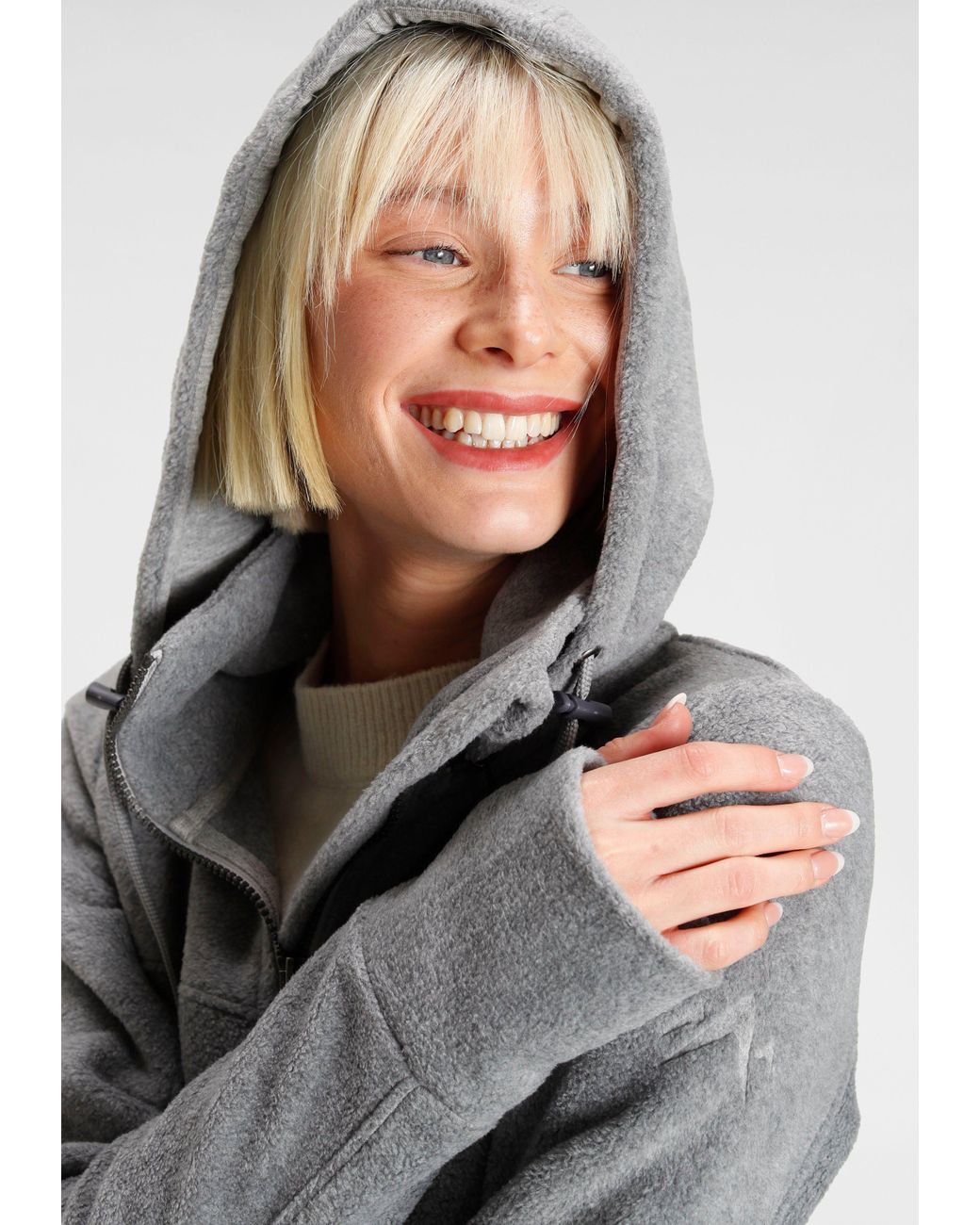 ALPENBLITZ Kapuzensweatjacke Teiji aus Fleece Material mit  2-Wege-Reißverschluss und abnehmbarer Kapuze in Grau | Lyst DE