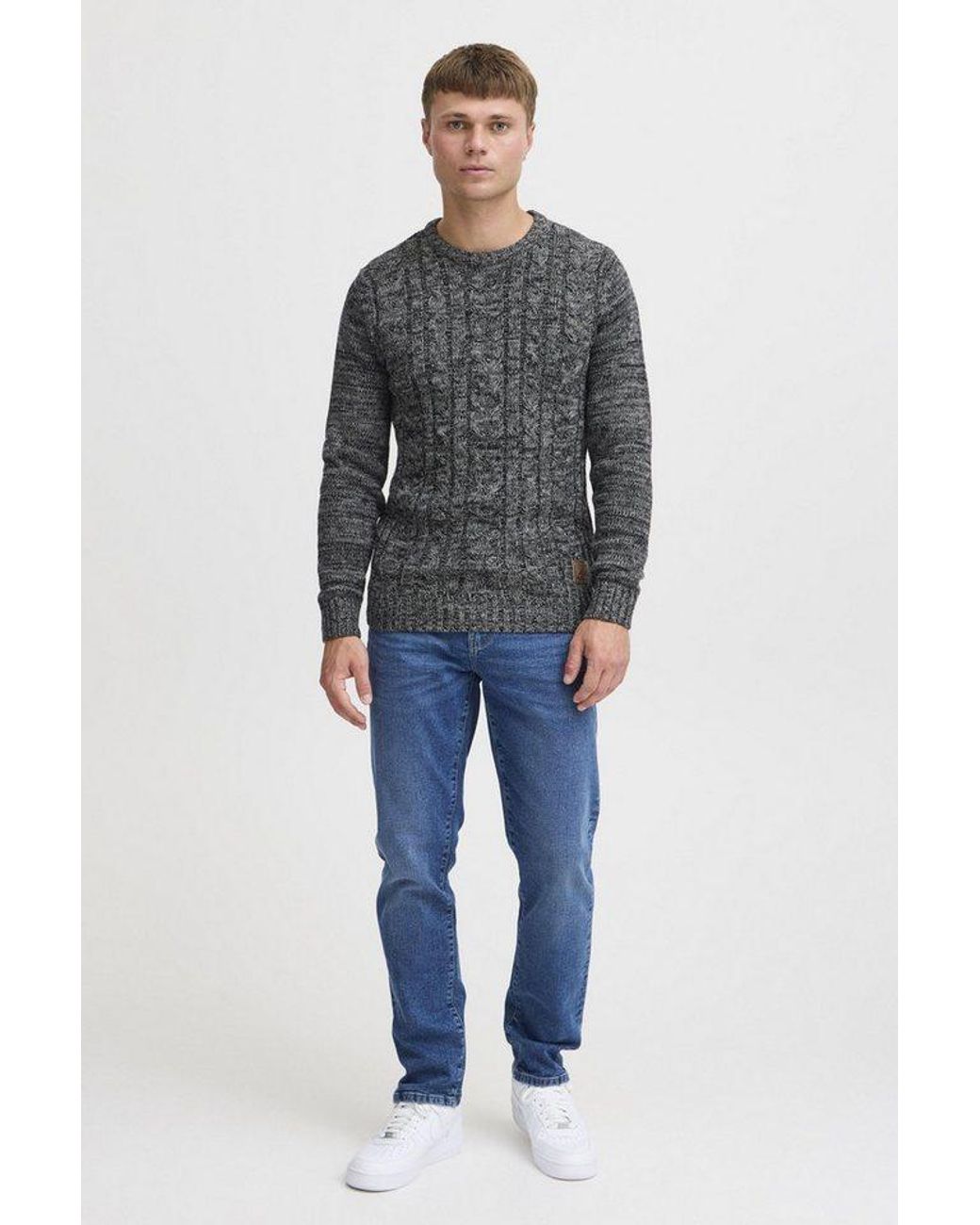 Solid Strickpullover Sdphilemon Strickpulli Mit Zopfstrickmuster in Gray für Herren