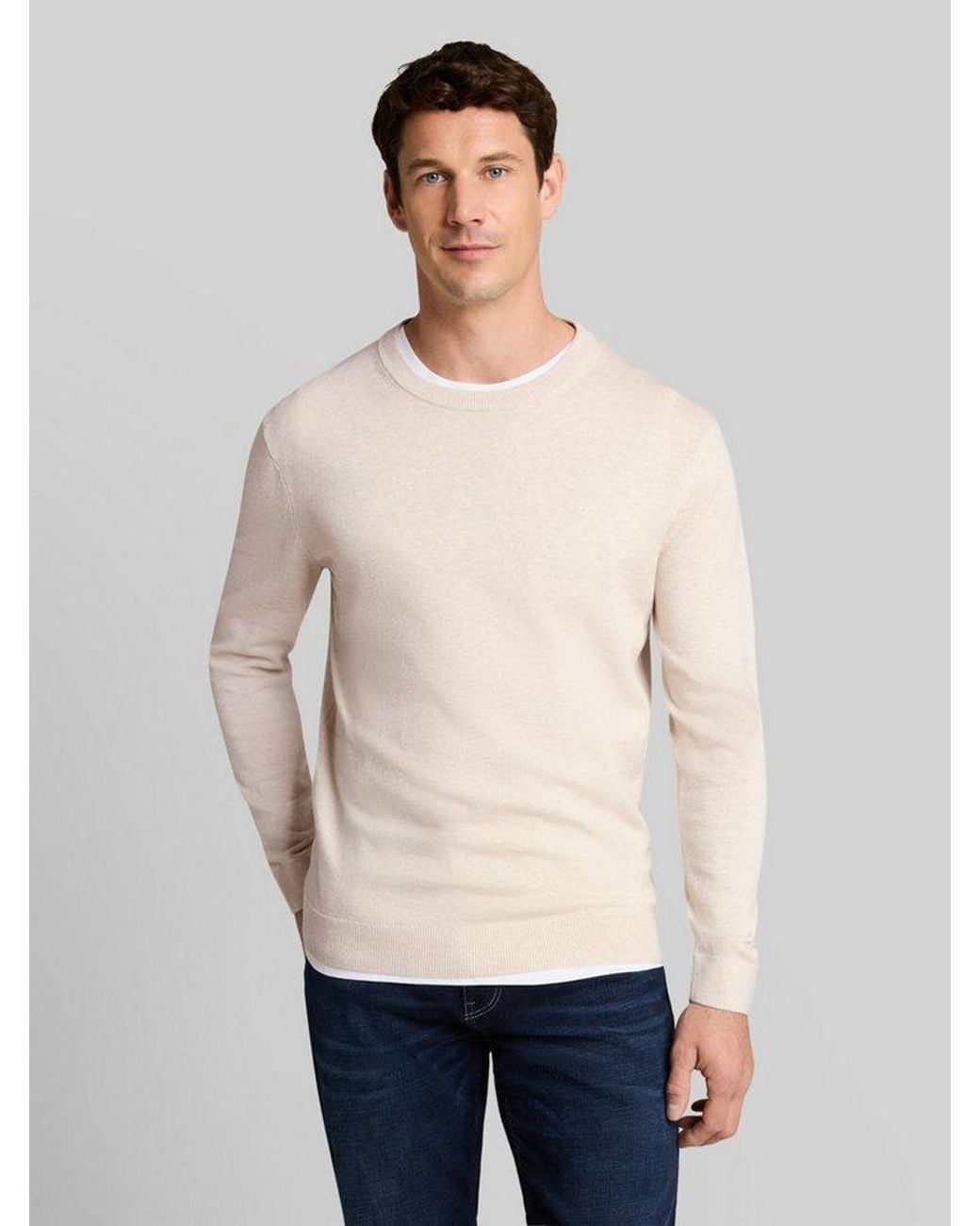 Tom Tailor Strickpullover Pullover & Strickjacken Basic Strickpullover Aus Baumwolle in Natural für Herren