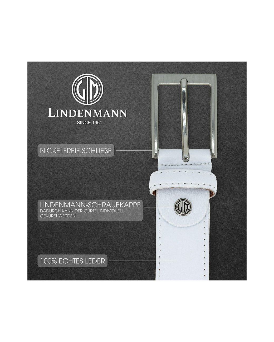 Lindenmann Ledergürtel in White für Herren