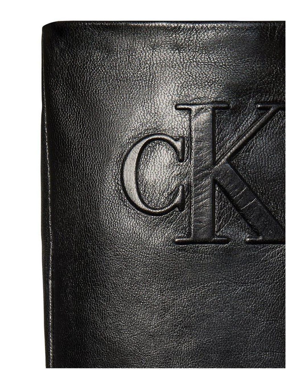 Calvin Klein Black Lederhandschuhe Regular Fit Mit Markenlogo
