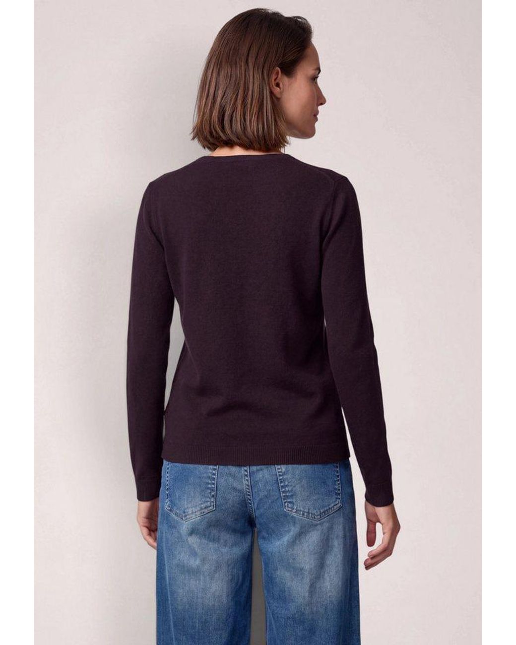 Cecil Blue Strickpullover Mit V-Ausschnitt