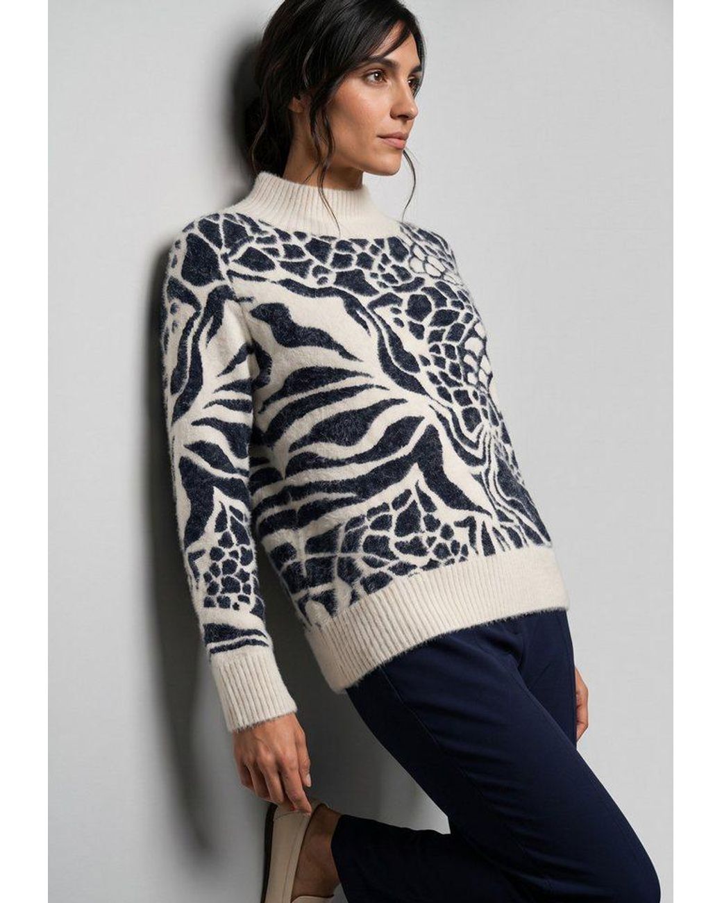 Olsen Gray Strickpullover Mit Stehkragen