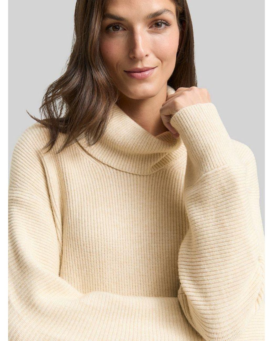 Tom Tailor Natural Strickpullover Pullover & Strickjacken Oversize Rollkragenpullover
