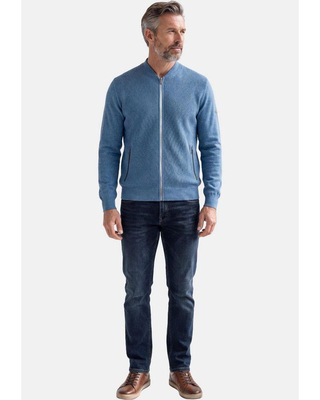 Redmond Strickjacke Basic (1-Tlg) Strickjacke in Blue für Herren