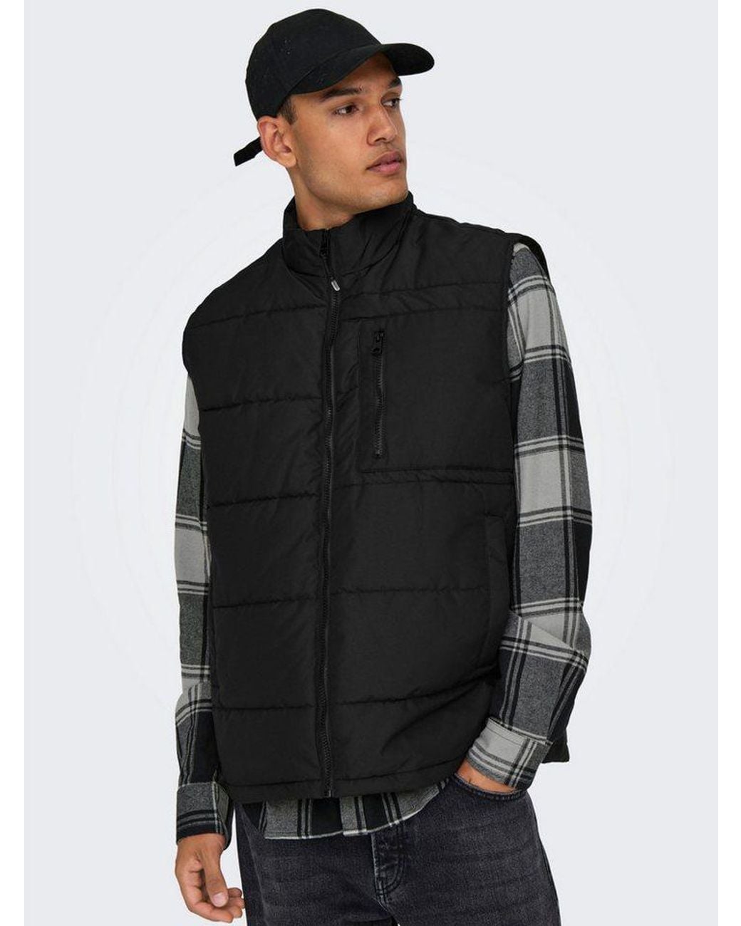 Only & Sons Steppweste Onsjake Quilted Vest Otw in Black für Herren