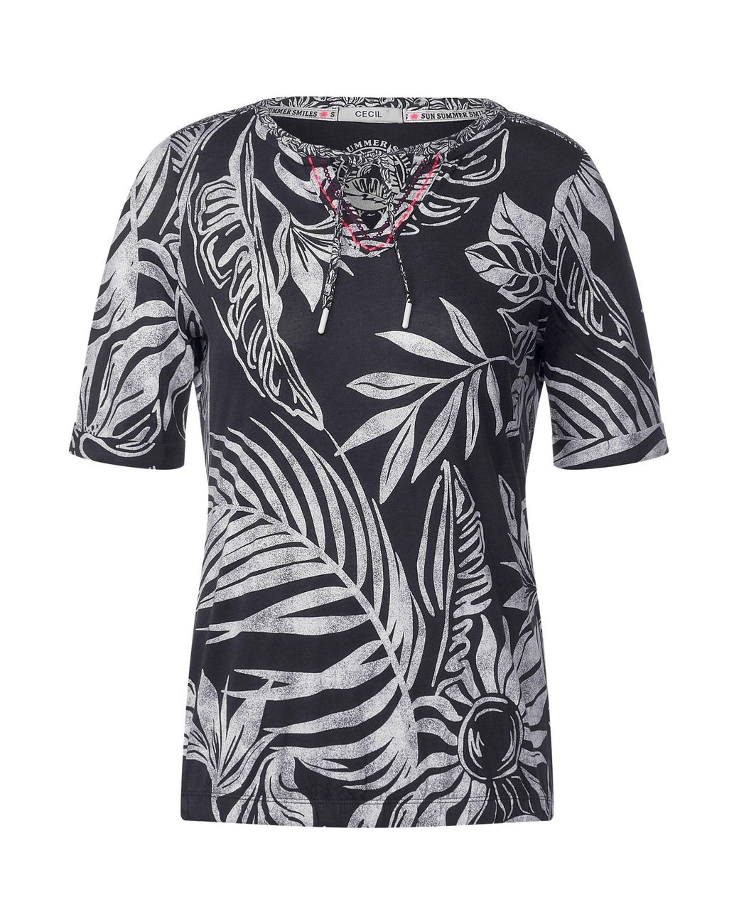 Cecil T-Shirt Embroidery Detail AOP Tunic in Grau | Lyst DE