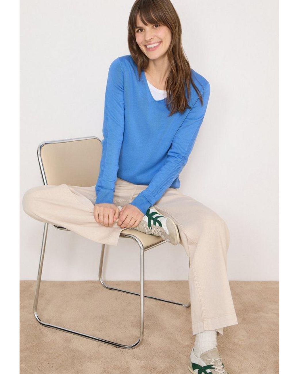 Cecil Blue Strickpullover Nos_Basic V-Neck Pullover