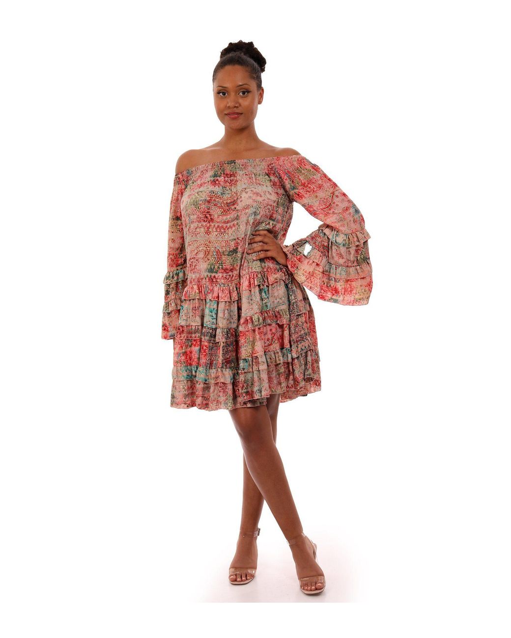 YC Fashion & Style Tunikakleid Tunika Kleid mit Carmen Ausschnitt (1-tlg)  mit Volant in Rot | Lyst DE