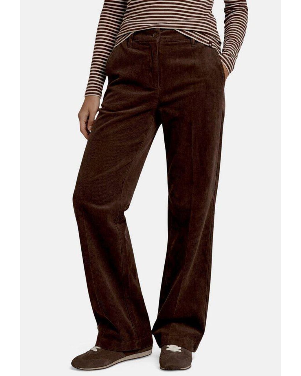 Zero Brown Stoffhose Damen Mit Bügelfalte Material