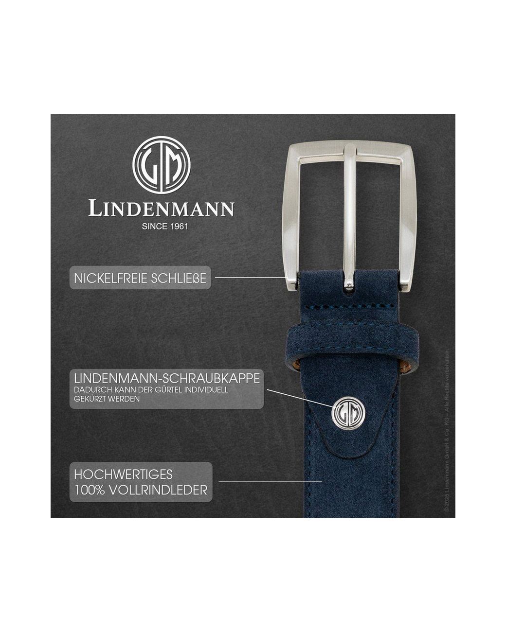 Lindenmann Ledergürtel in Blue für Herren