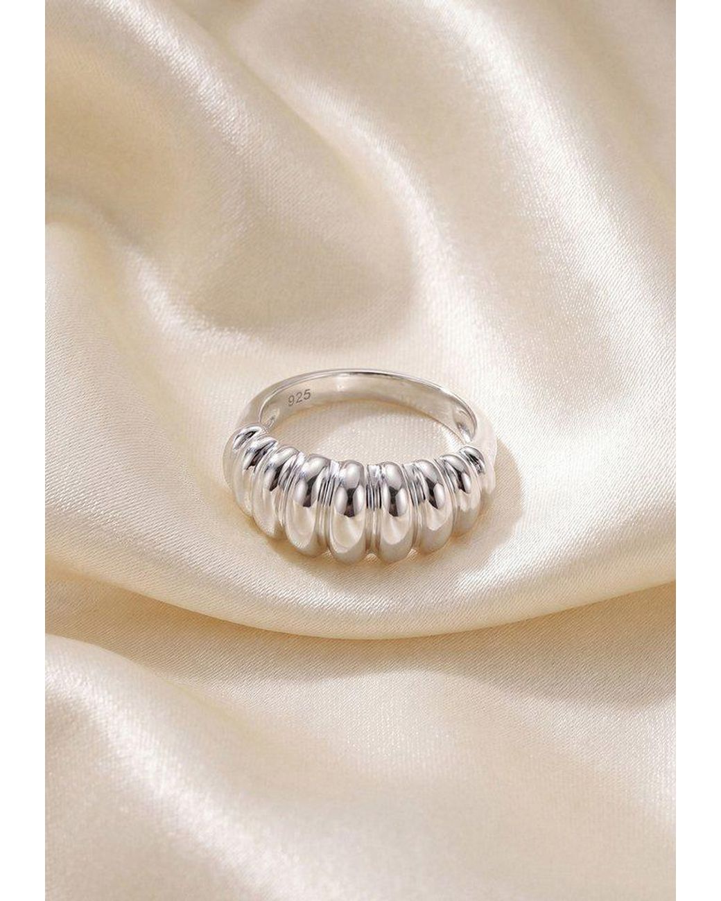 JOBO Gray Silberring Statement Ring, 925 Silber Rhodiniert