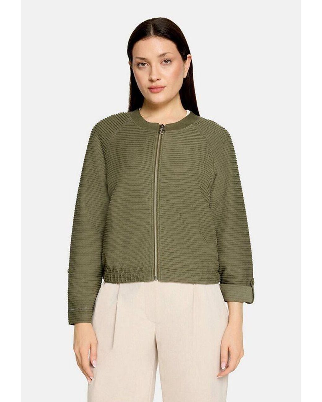 Betty Barclay Natural Sweatjacke Damen Mit Rippenstruktur