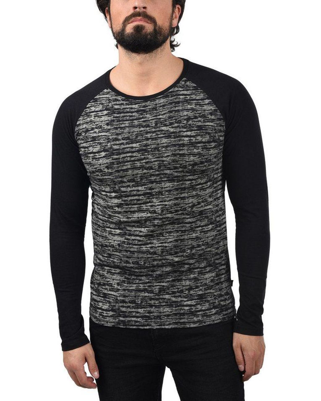 Solid Langarmshirt Sdmevan Longsleeve in Black für Herren