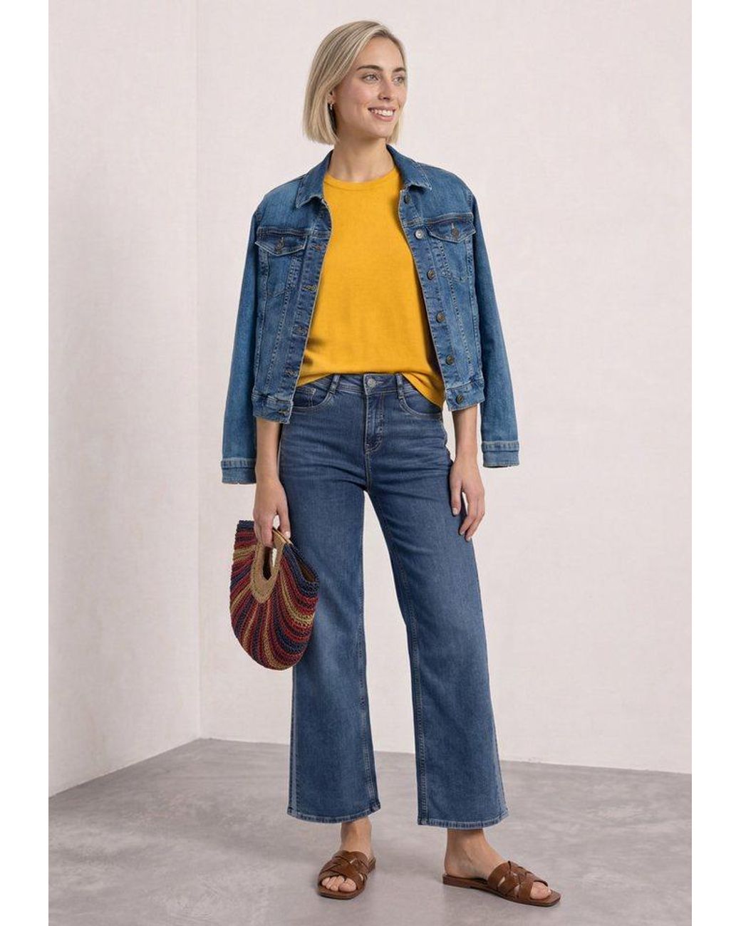 Street One Yellow Kurzarmpullover Softe Viskose