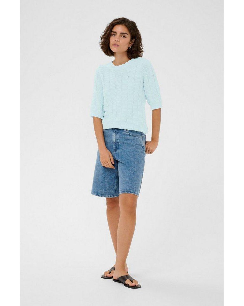 Kaffe White Strickpullover Strickpullover Kalotus