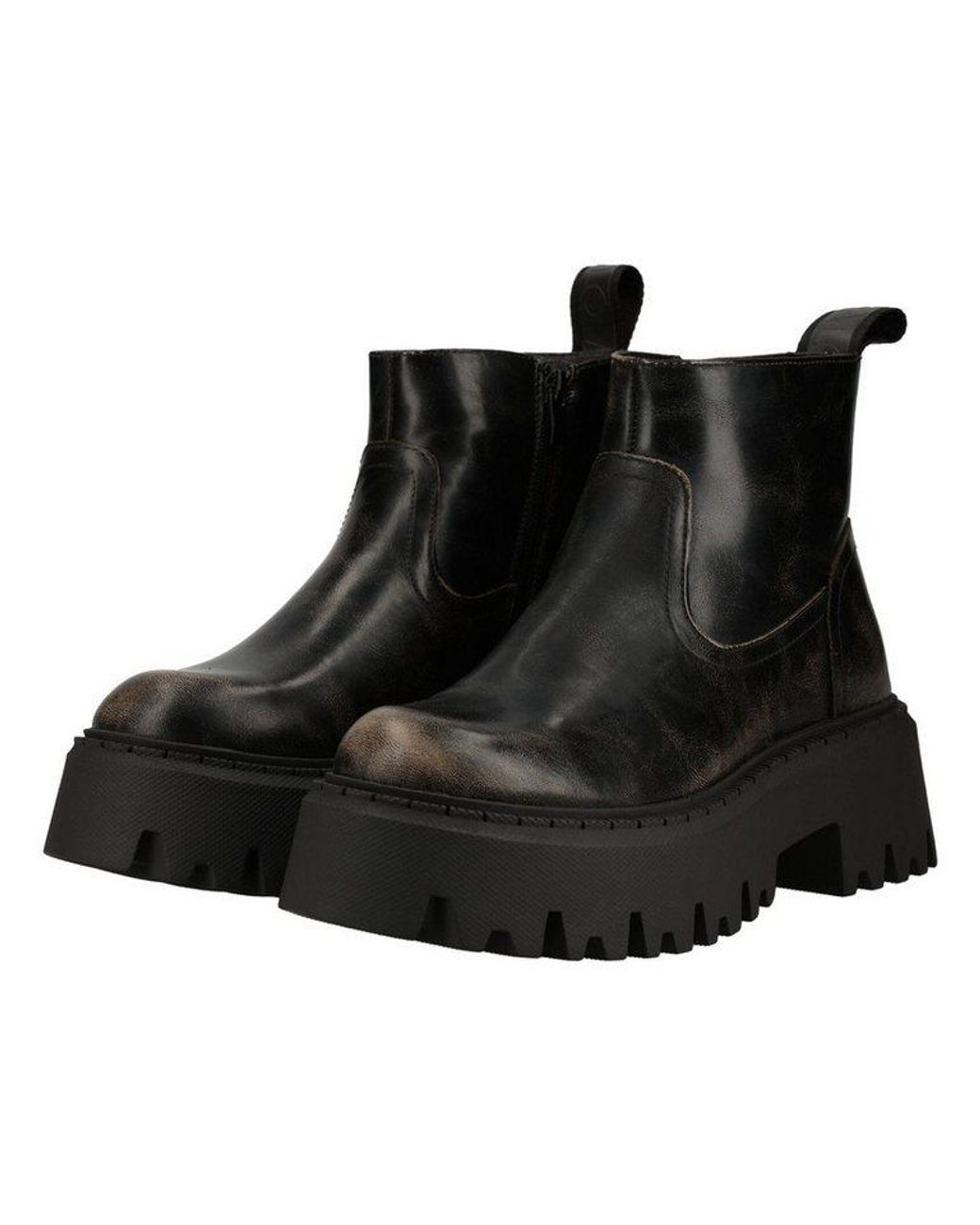 Buffalo Black Stiefelette Lederimitat Stiefelette