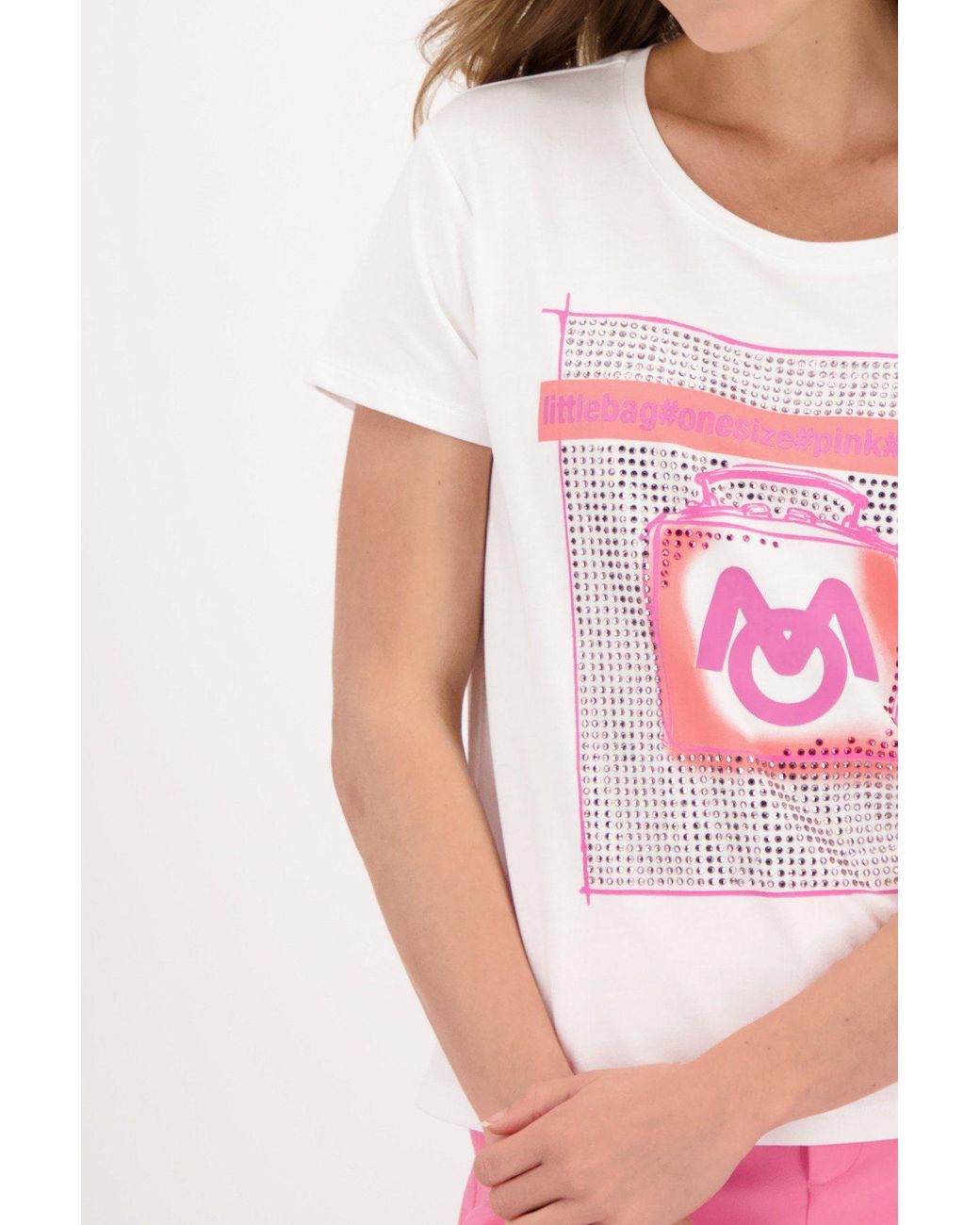 Monari T- Halbarm Print-Shirt Flakon mit 3D Buchstaben in Pink | Lyst DE | Rundhalsshirts