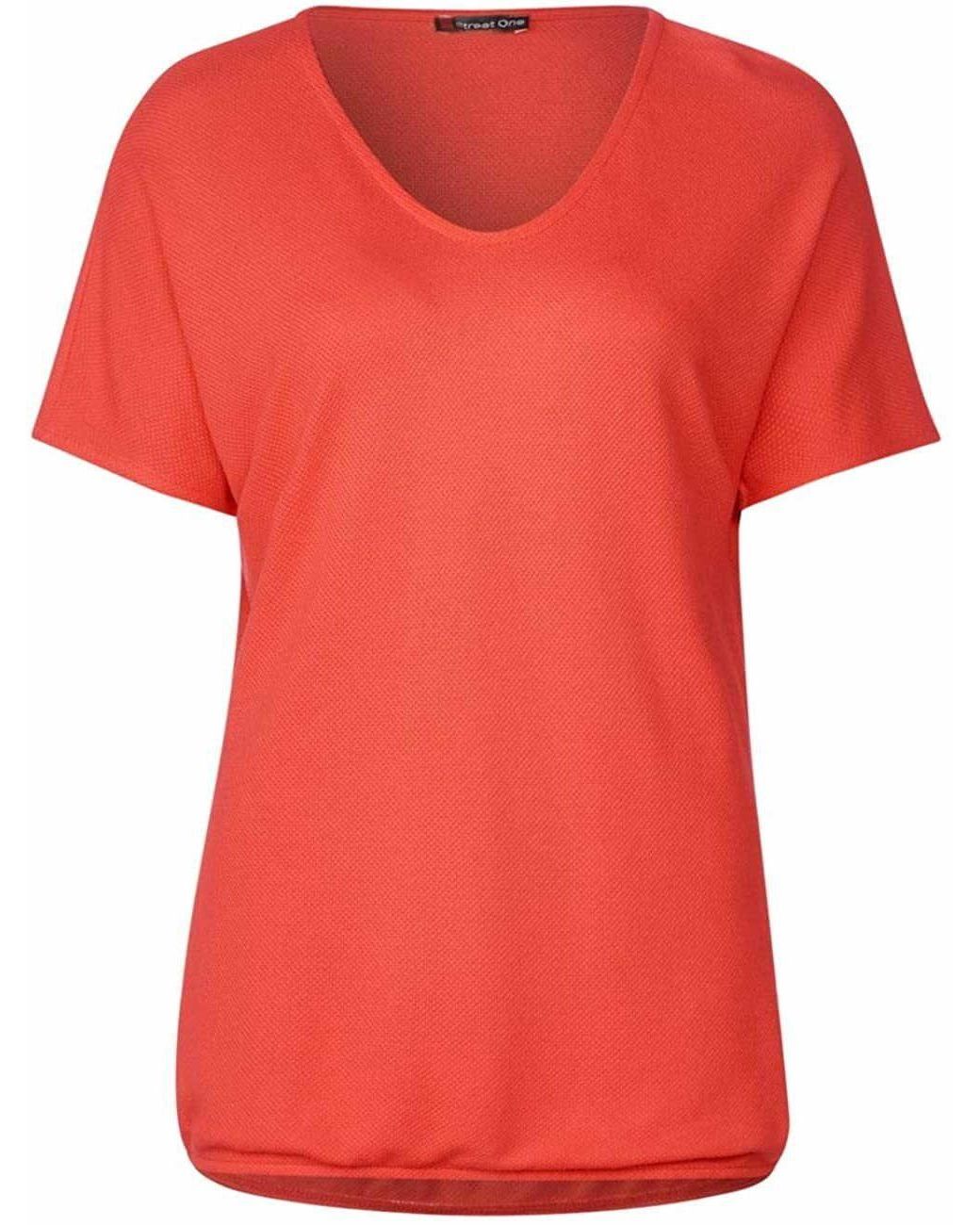 Lyst in koralle Street Rot | DE (1-tlg) lässig T-Shirt One geschnitten