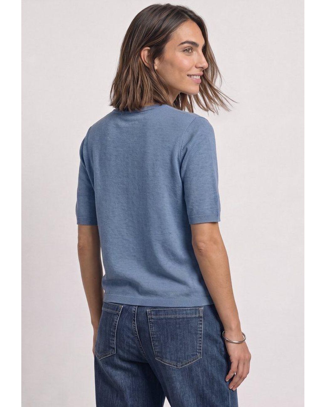 Street One Blue Kurzarmpullover Softe Viskose