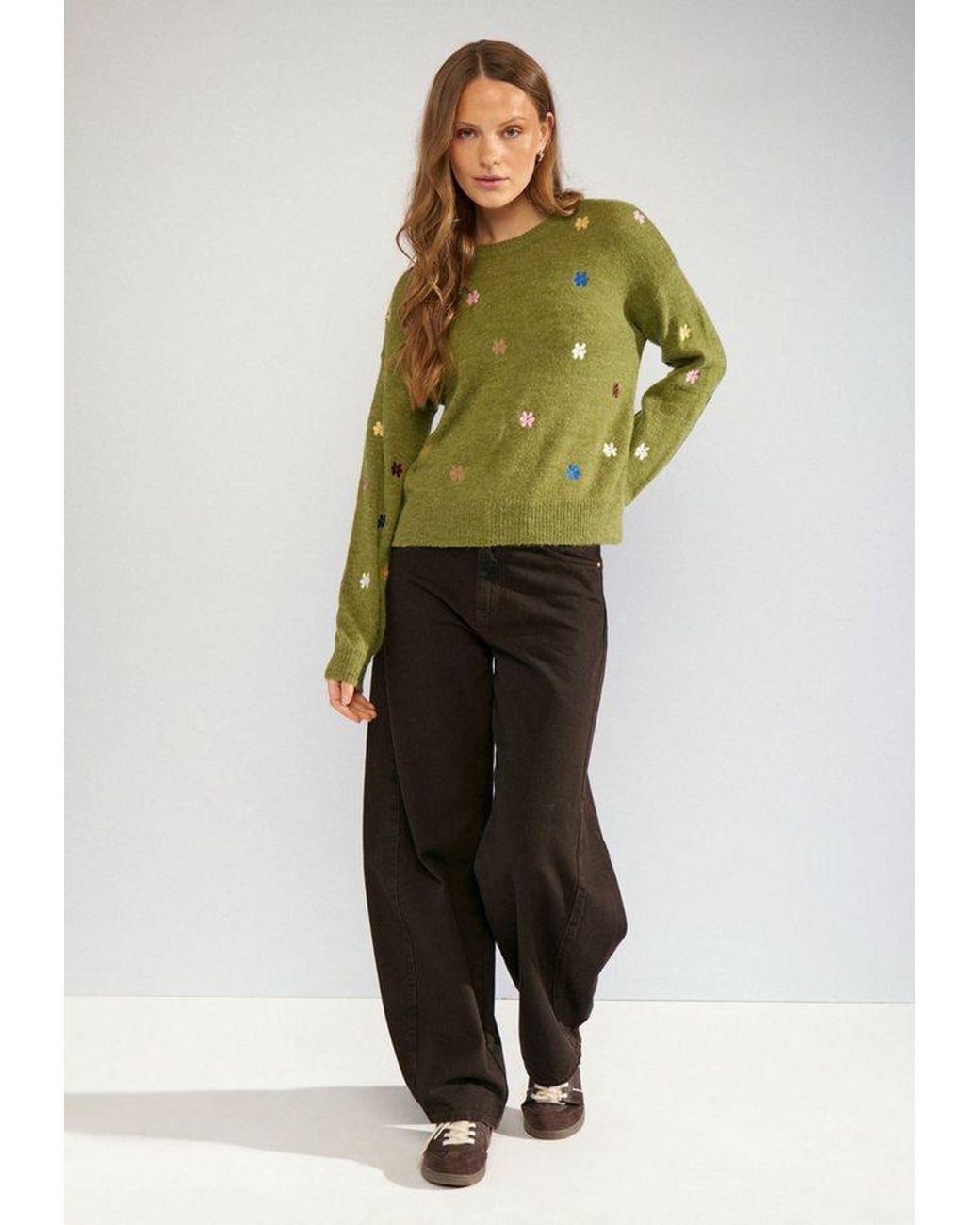 Numph Green Strickpullover Nuflorie Pullover