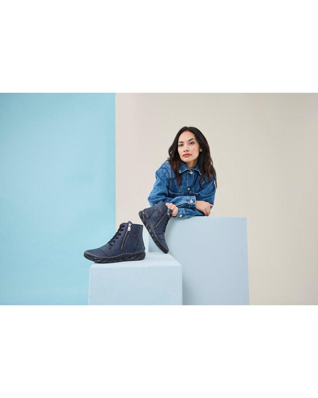 Rieker Blue Schnürboots Schnürstiefelette, Casual-Boots Mit Weicher Innensohle