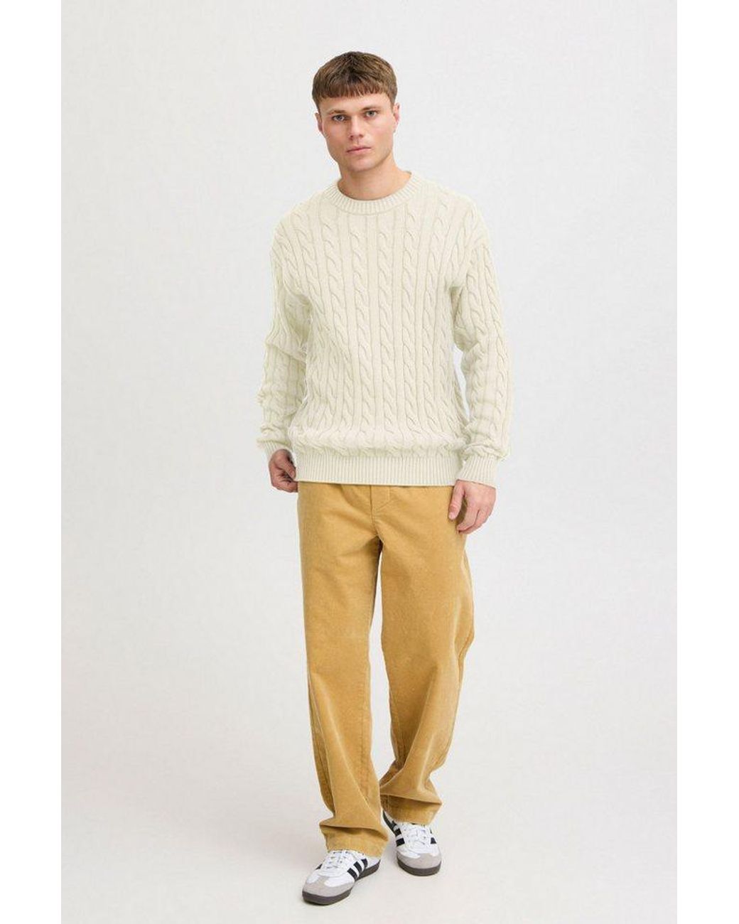 Solid Strickpullover Sdmalcolm Schöner Strickpullover Mit Zopfmuster in White für Herren
