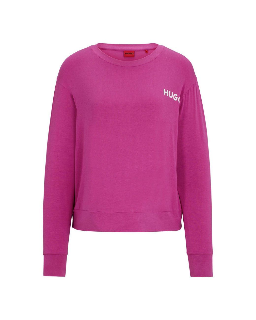 HUGO T- Unite LS-Shirt Lyst mit in Logo Brust der | Pink auf DE