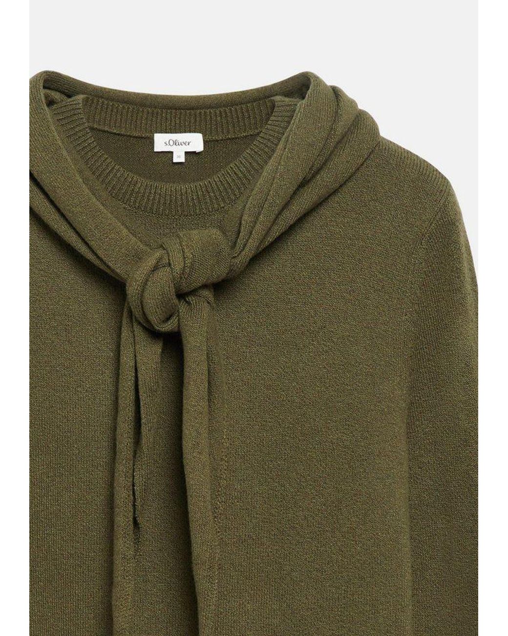 S.oliver Green Longpullover Strickpullover Strickpullover Mit Schal