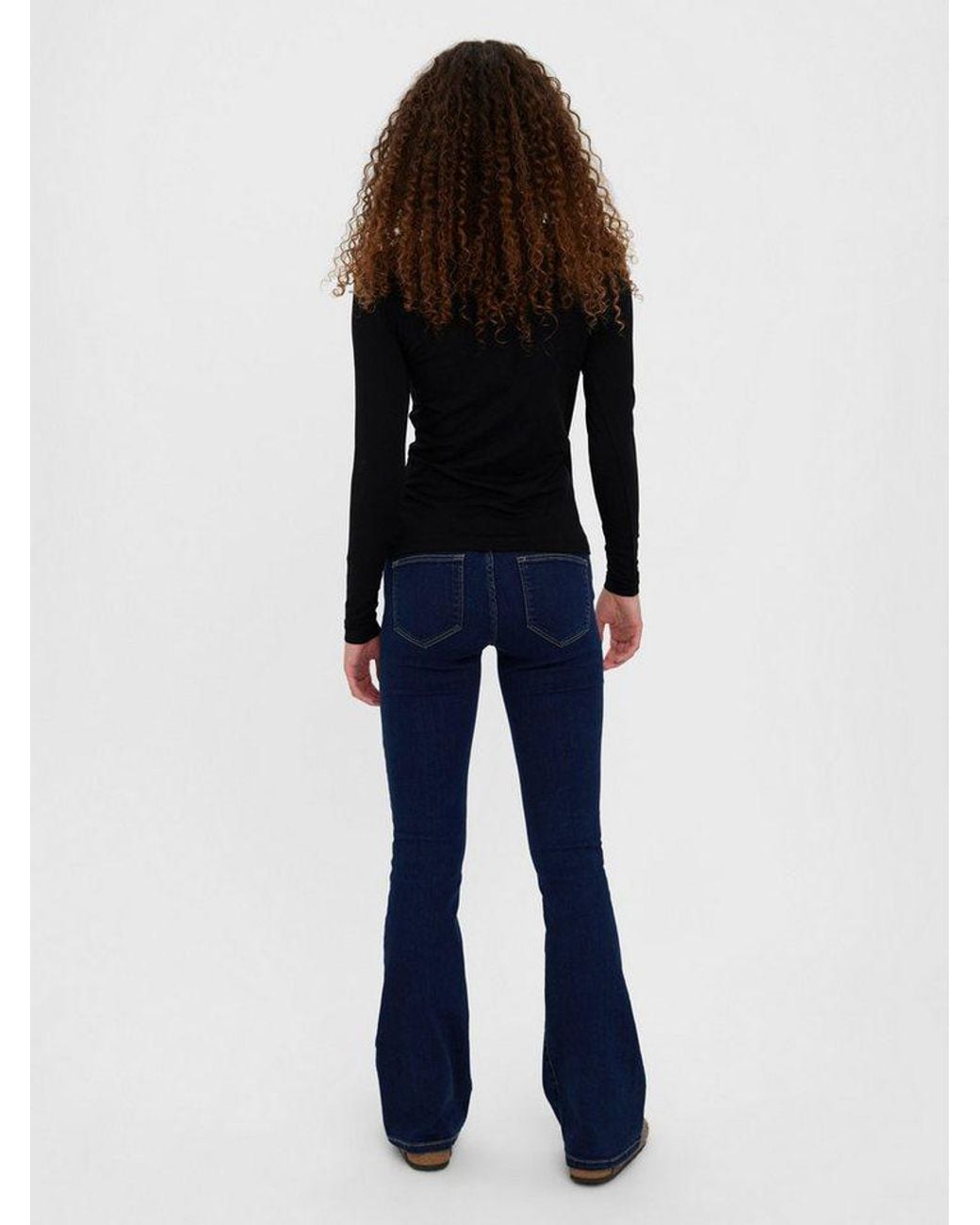 Vero Moda Black Langarmshirt Vmpanda Modal L/S Top Jrs Noos Baumwollmischung, Slim Fit