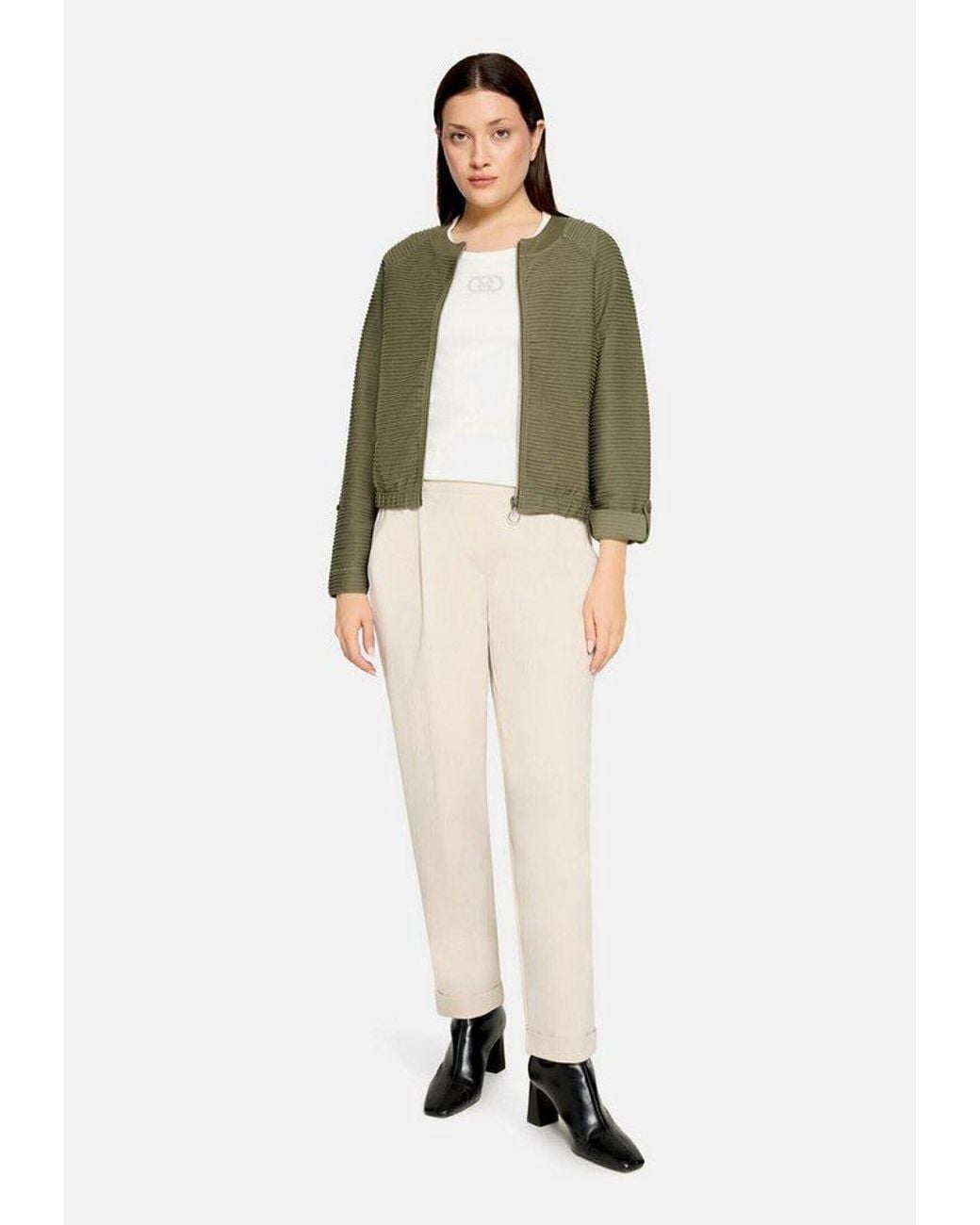 Betty Barclay Natural Sweatjacke Damen Mit Rippenstruktur