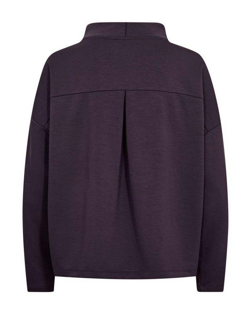 Freequent Blue Langarmshirt Mit Stehkragen Viskose-Stretch