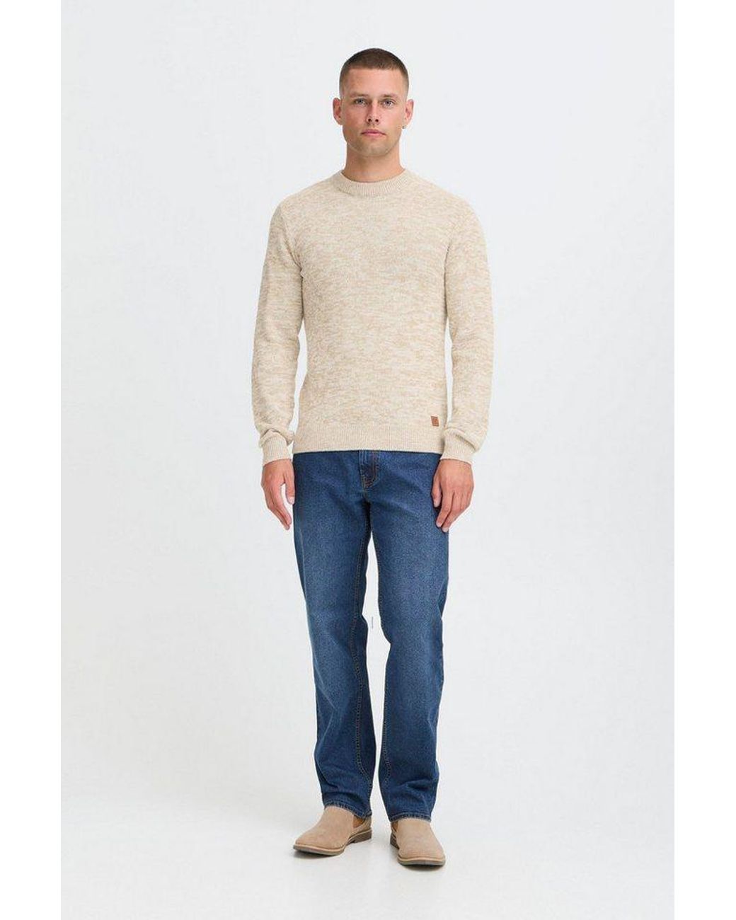Blend Strickpullover Bhdanno Klassischer Grobstrickpullover in Natural für Herren