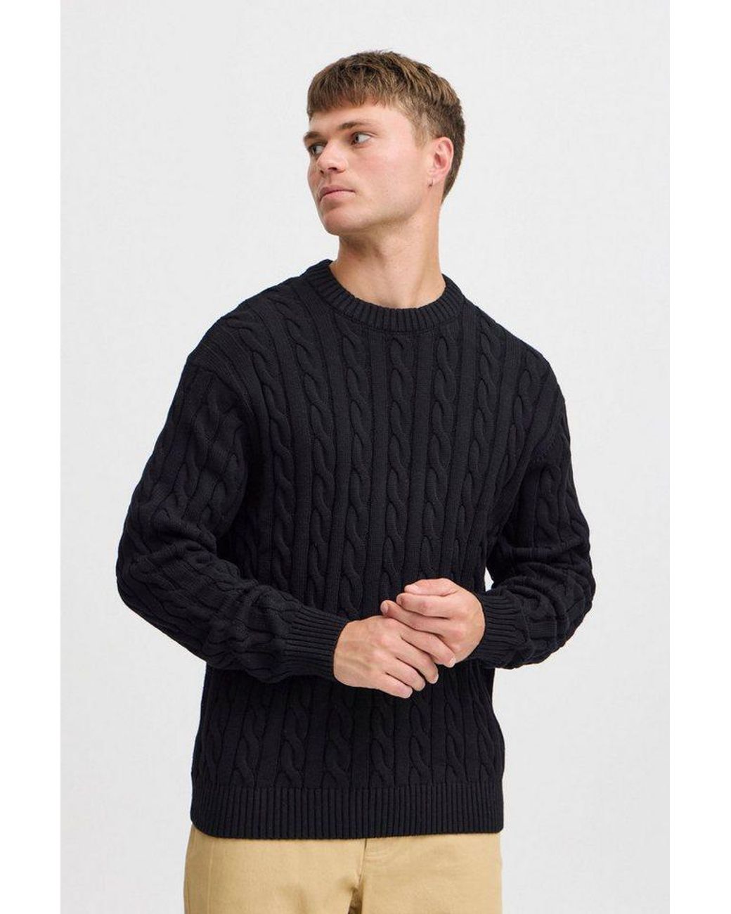 Solid Strickpullover Sdmalcolm Schöner Strickpullover Mit Zopfmuster in Blue für Herren