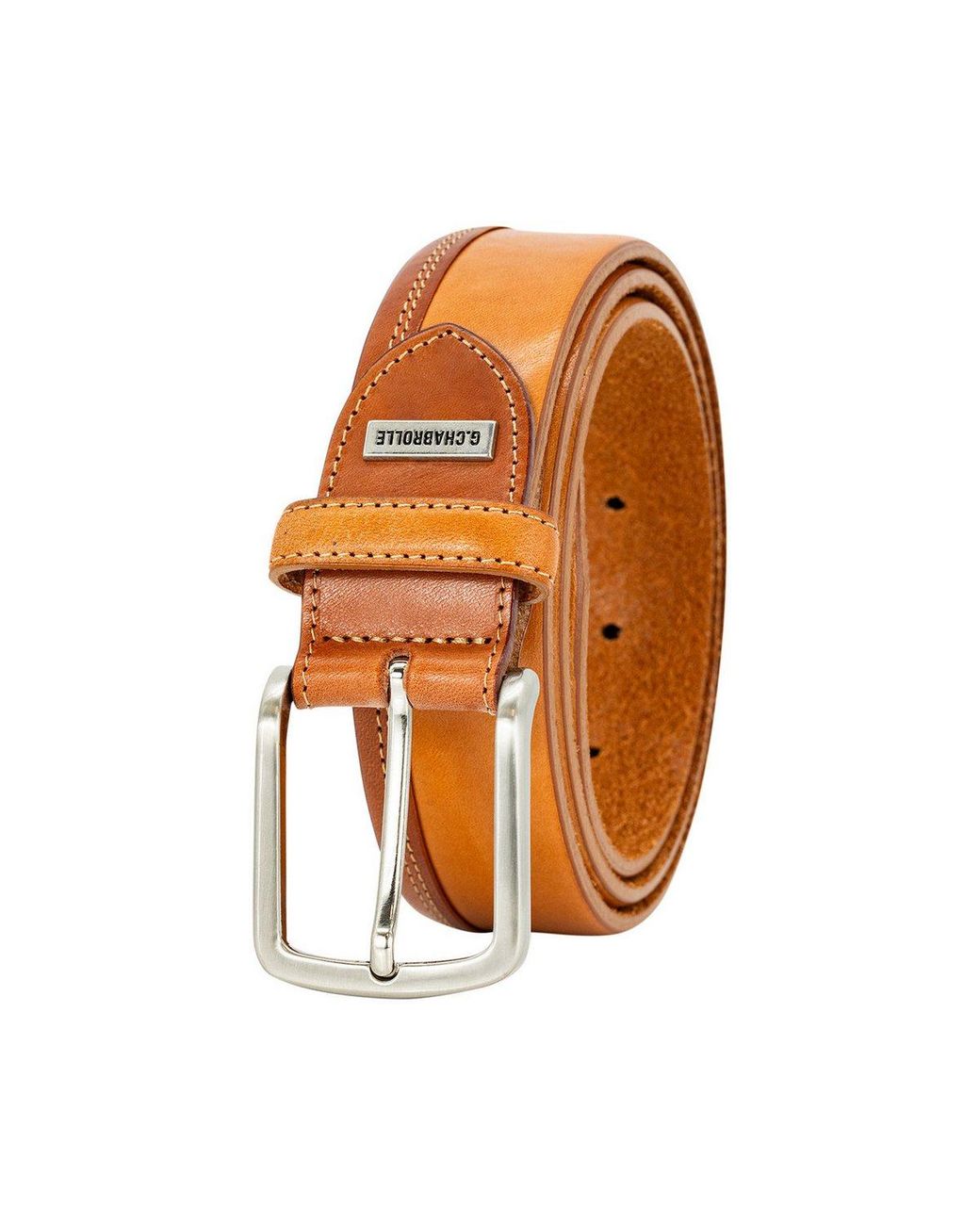 Lindenmann Ledergürtel in Orange für Herren