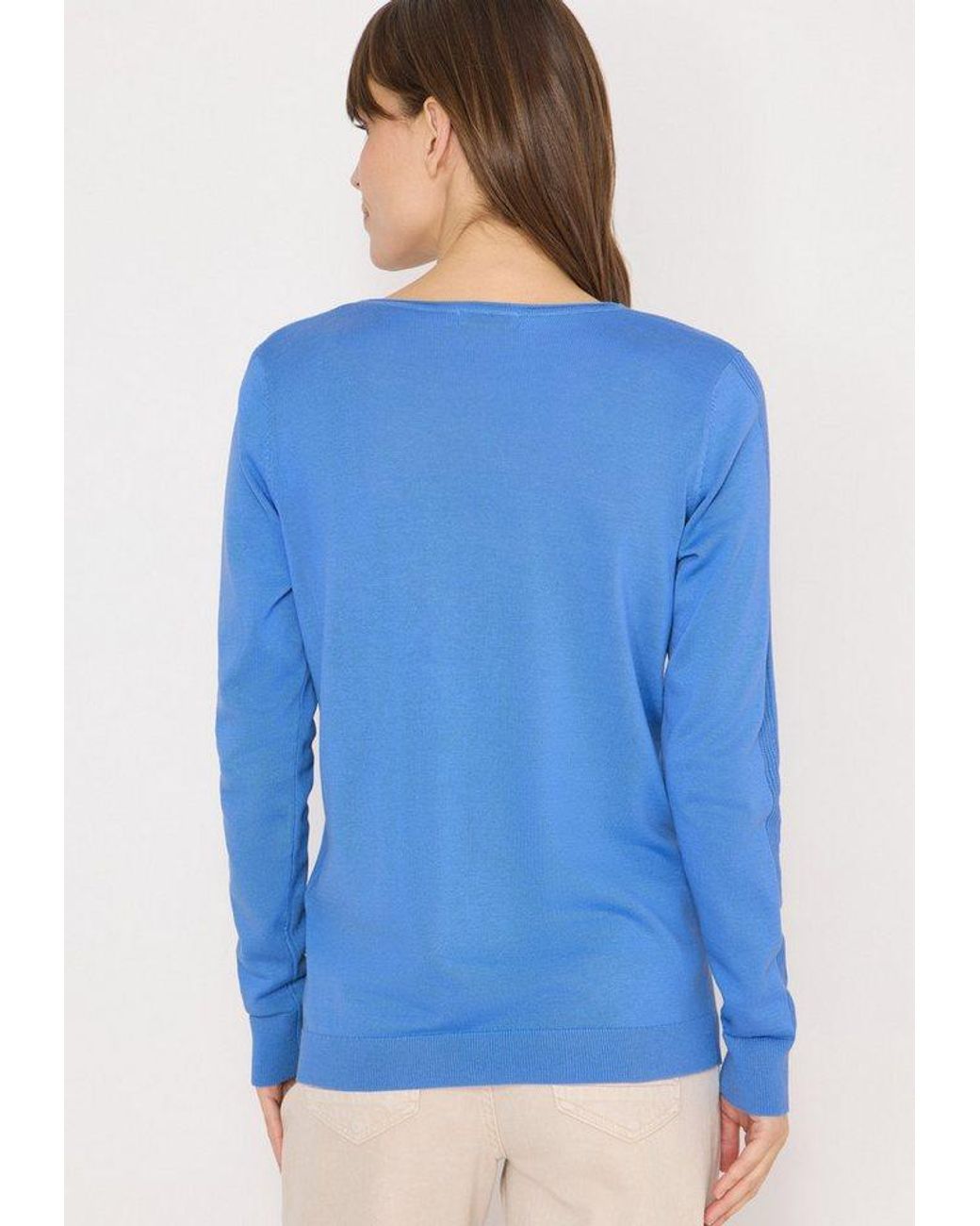 Cecil Blue Strickpullover Nos_Basic V-Neck Pullover