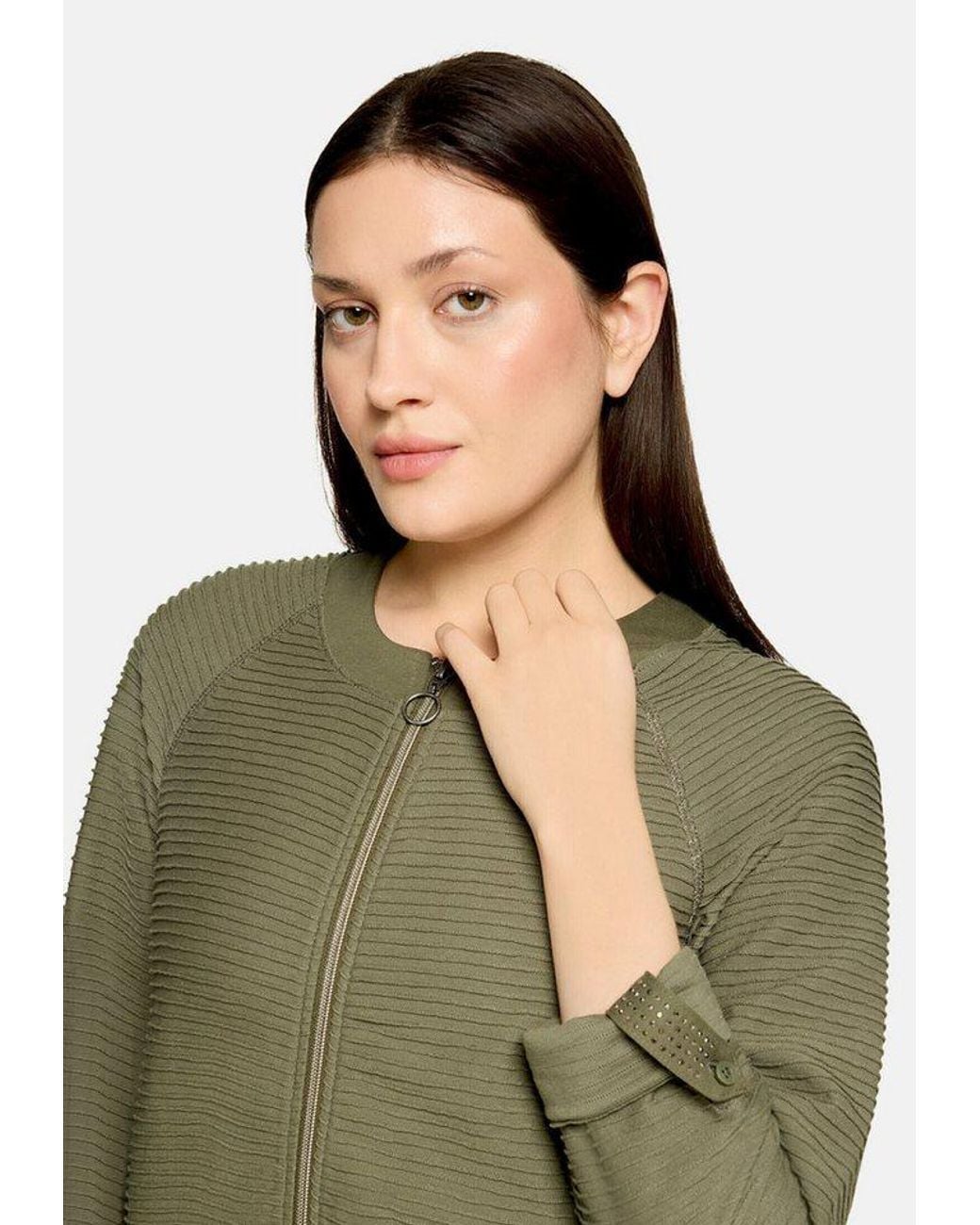 Betty Barclay Natural Sweatjacke Damen Mit Rippenstruktur