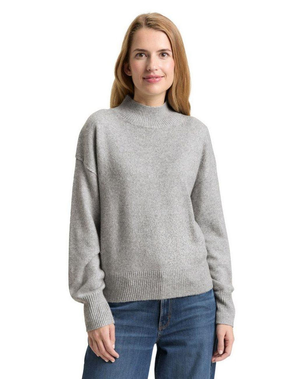 Tom Tailor Gray Strickpullover Mit Rippbündchen