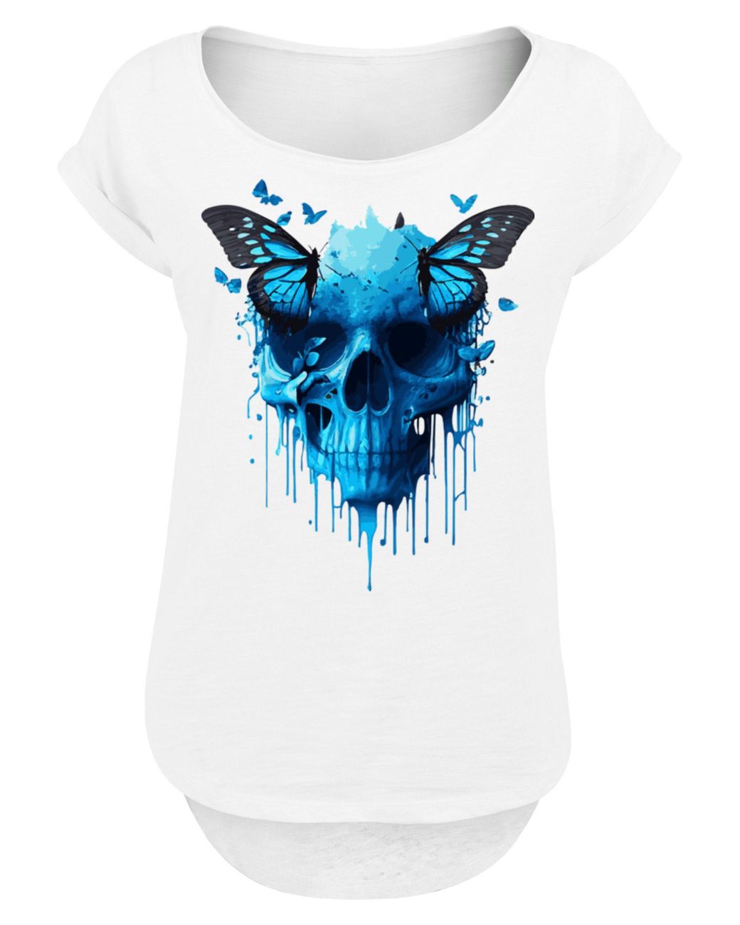 F4NT4STIC T-Shirt Totenkopf mit Schmetterling in Blau | Lyst DE