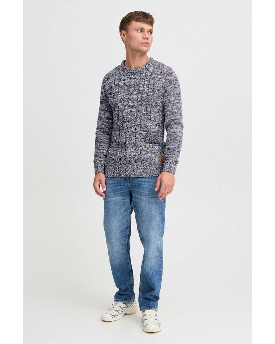 Solid Strickpullover Sdphilemon Strickpulli Mit Zopfstrickmuster in Blue für Herren