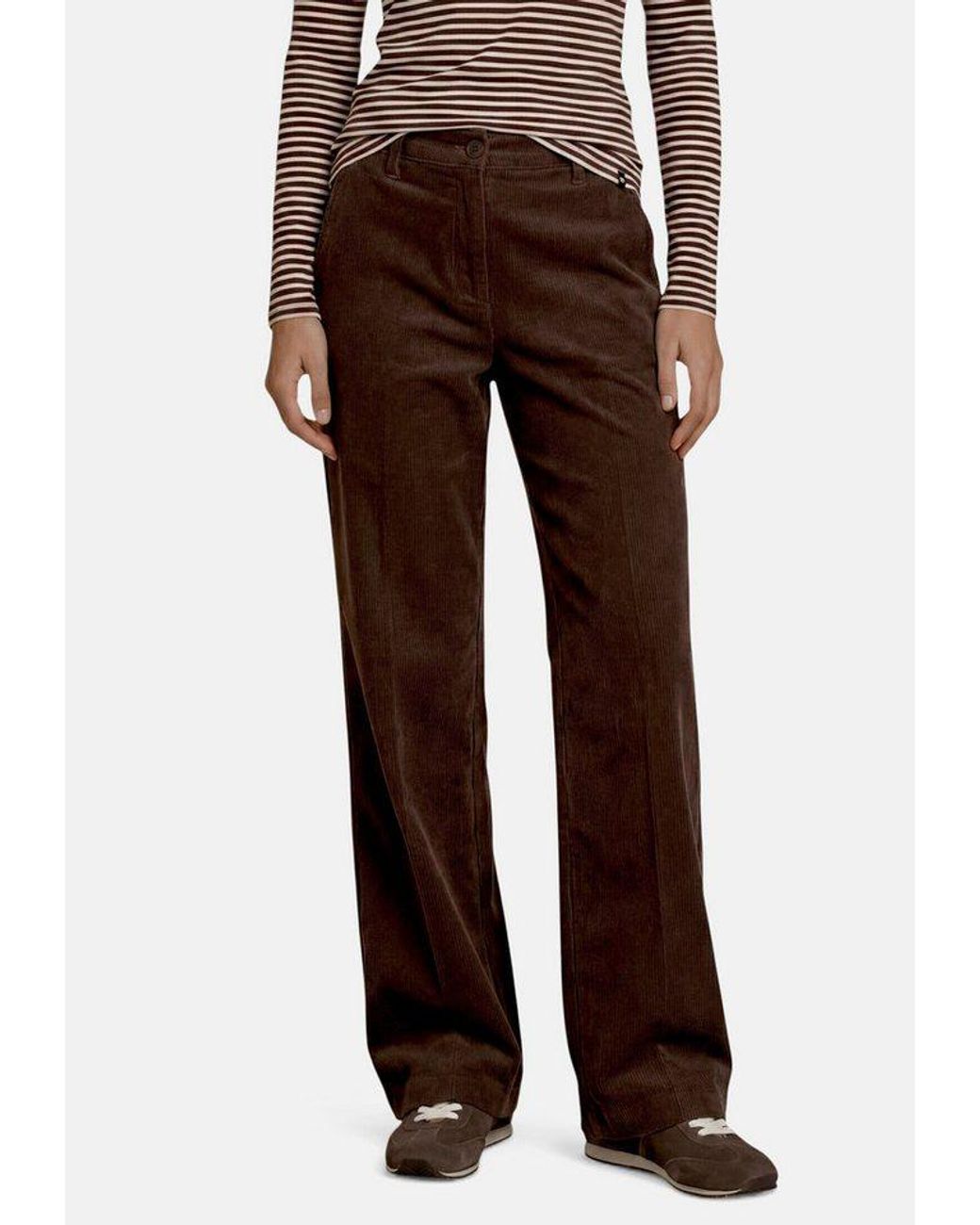 Zero Brown Stoffhose Damen Mit Bügelfalte Material