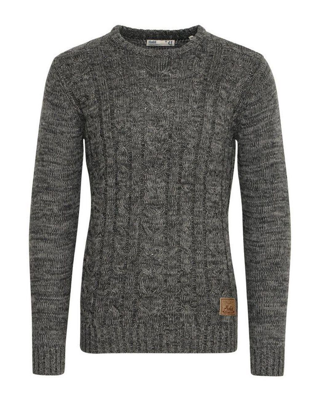 Solid Strickpullover Sdphilemon Strickpulli Mit Zopfstrickmuster in Gray für Herren