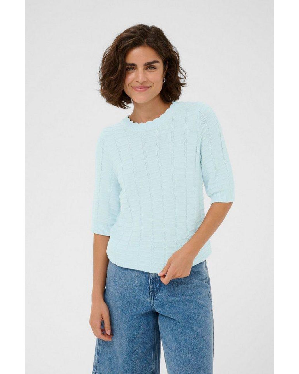 Kaffe White Strickpullover Strickpullover Kalotus