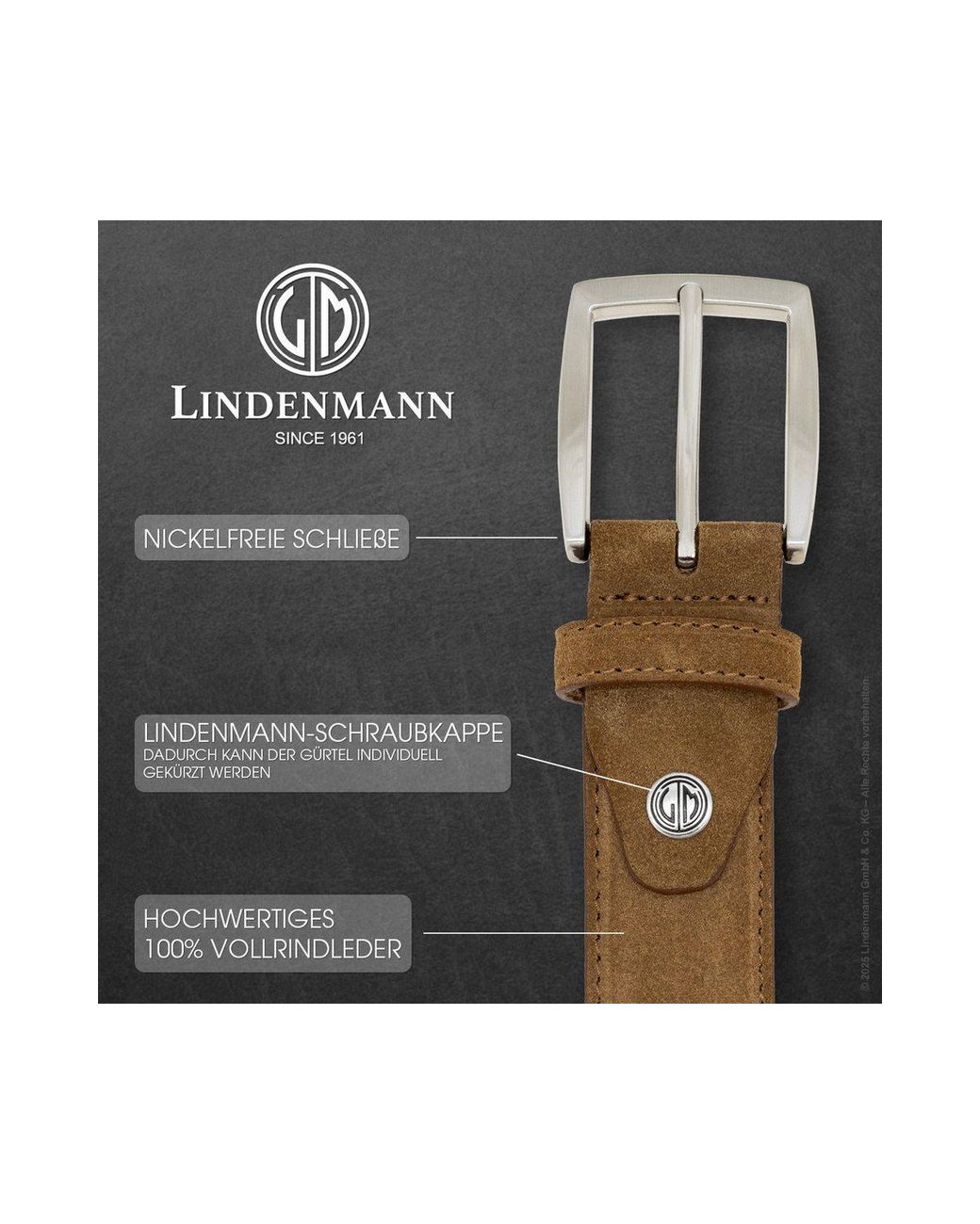 Lindenmann Ledergürtel in Brown für Herren