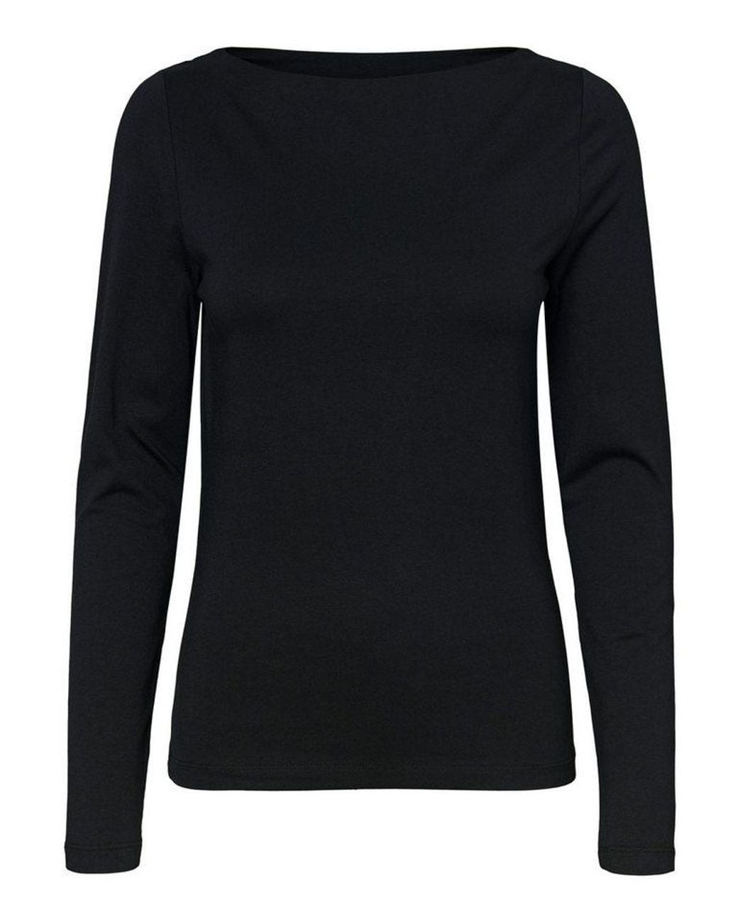 Vero Moda Black Langarmshirt Vmpanda Modal L/S Top Jrs Noos Baumwollmischung, Slim Fit