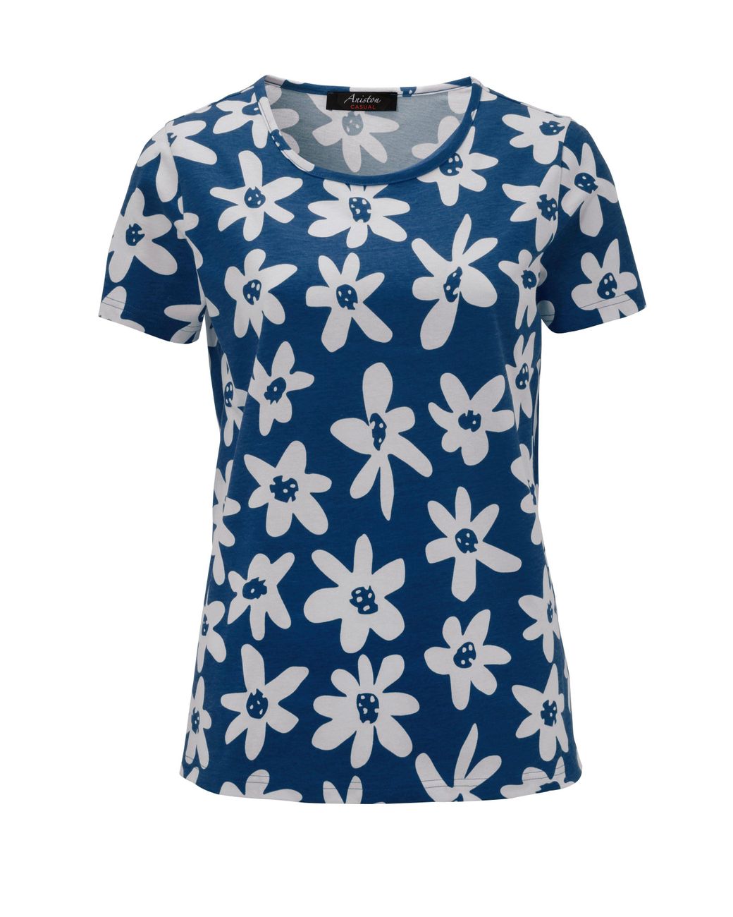 Aniston CASUAL T-Shirt allover mit bunten Blüten bedruckt in Blau | Lyst DE