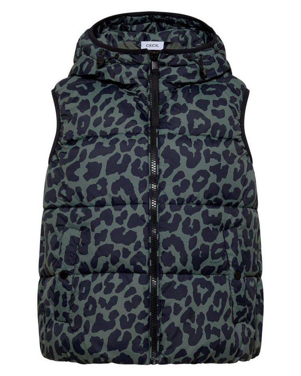 Cecil Blue Steppweste Mit Leomuster