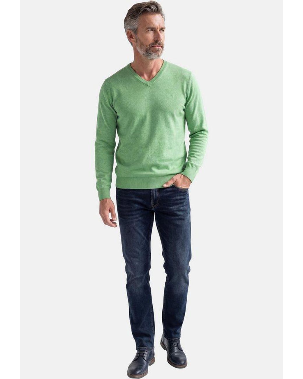 Redmond V-Ausschnitt-Pullover Basic (1-Tlg) Pullover in Green für Herren