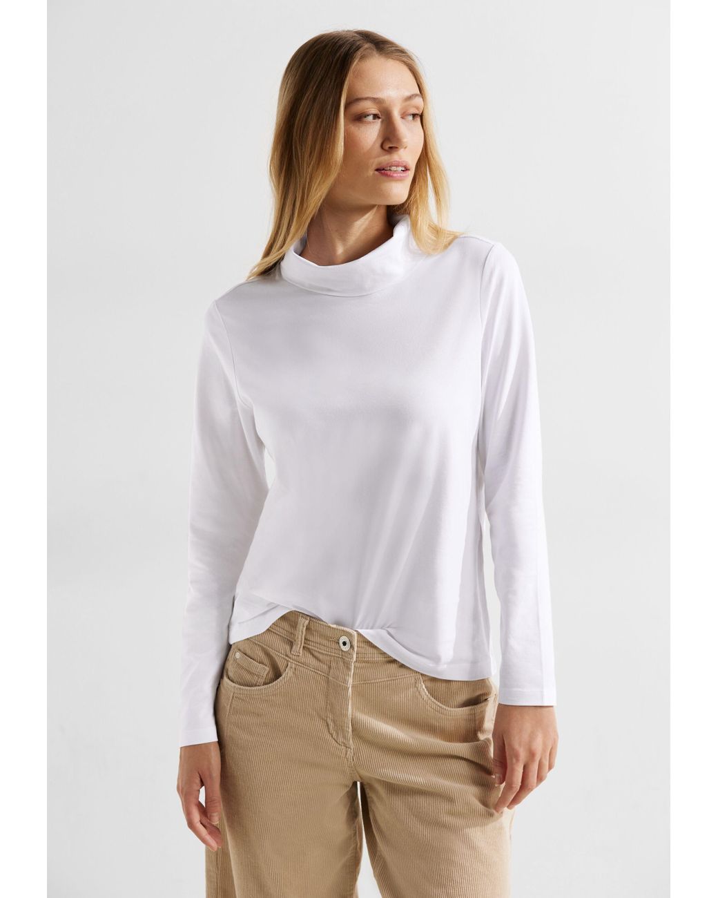 Cecil T-Shirt in Unifarbe in Weiß | Lyst DE