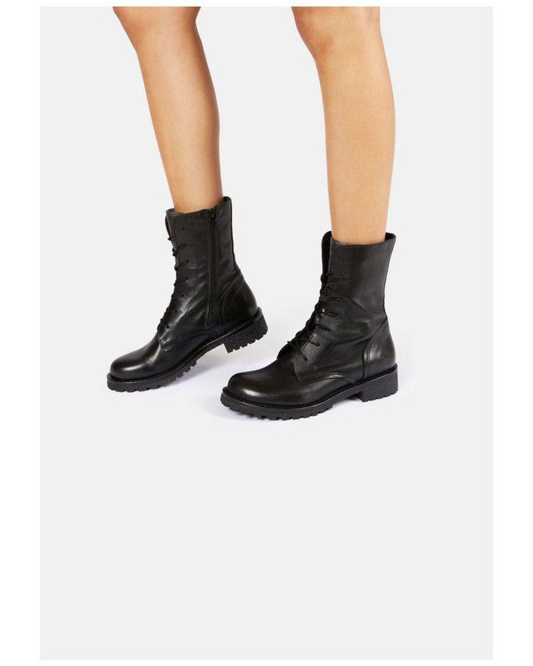 Felmini Black Stiefelette Leder Schnürstiefelette